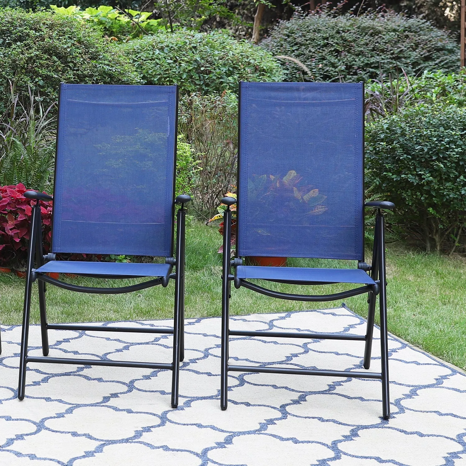 Sophia & William Pre-assembled Aluminum & Steel Frame Reclining Folding Sling Chair, Set of 2