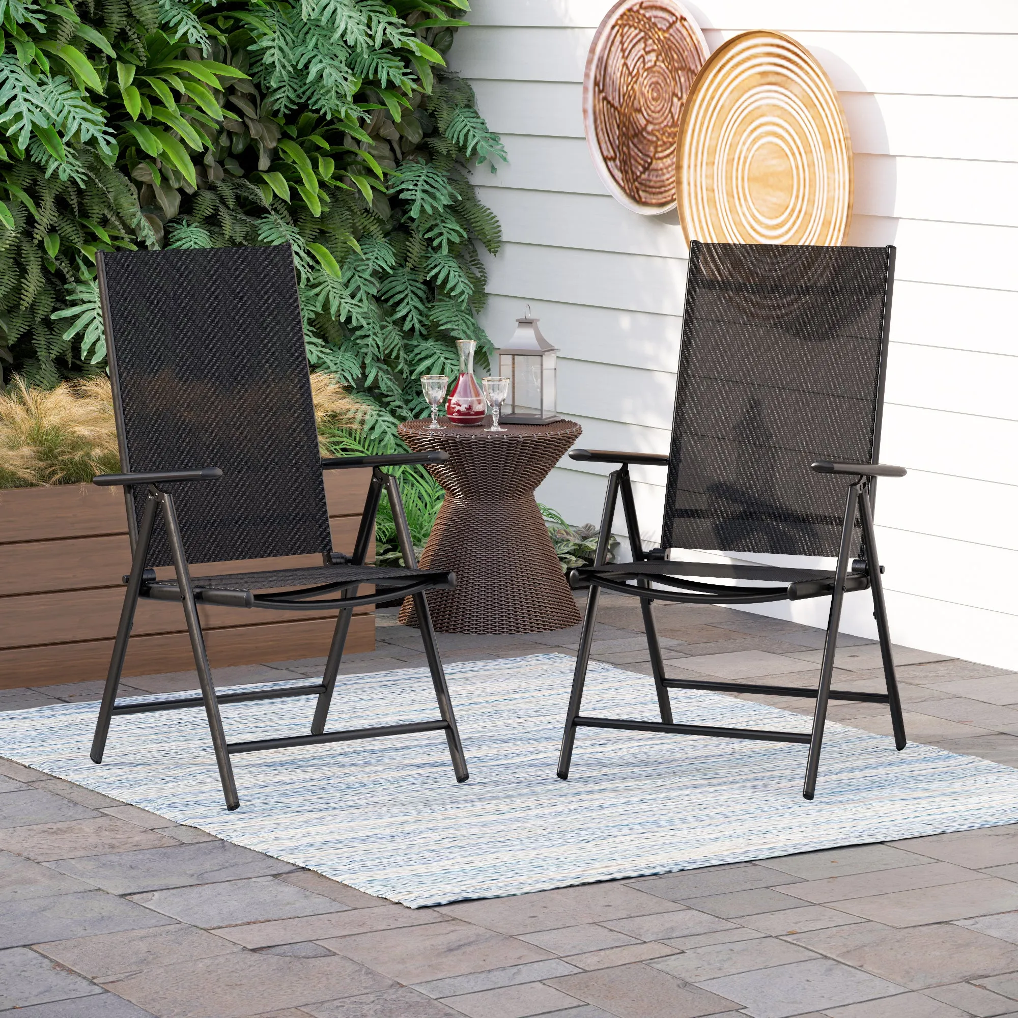 Sophia & William Pre-assembled Aluminum & Steel Frame Reclining Folding Sling Chair, Set of 2