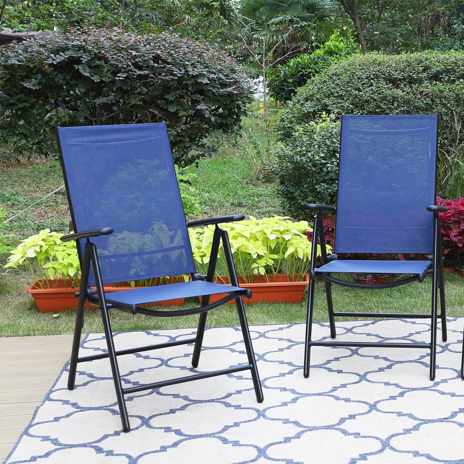 Sophia & William Pre-assembled Aluminum & Steel Frame Reclining Folding Sling Chair, Set of 2