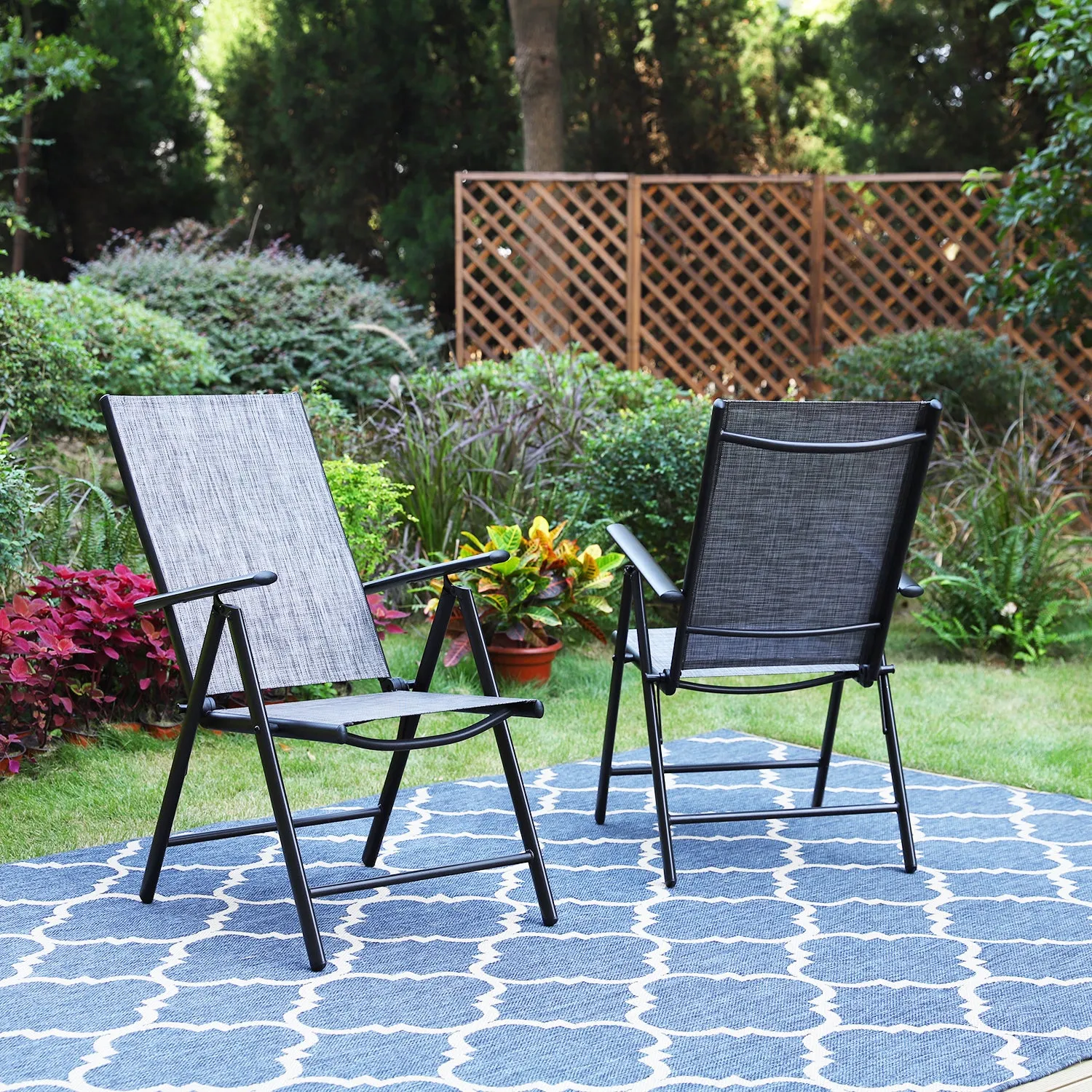 Sophia & William Pre-assembled Aluminum & Steel Frame Reclining Folding Sling Chair, Set of 2