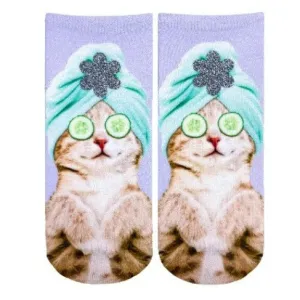 Spa Kitty Glitter Ankle Socks
