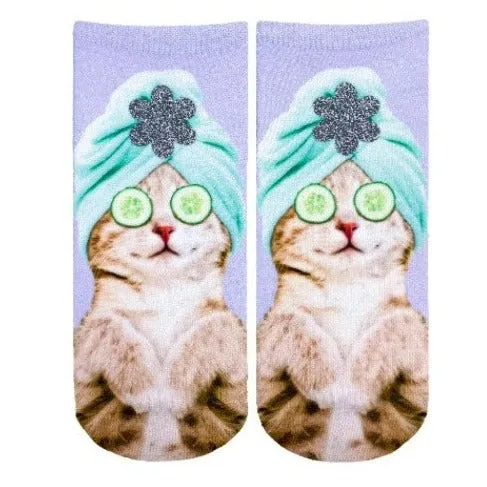 Spa Kitty Glitter Ankle Socks