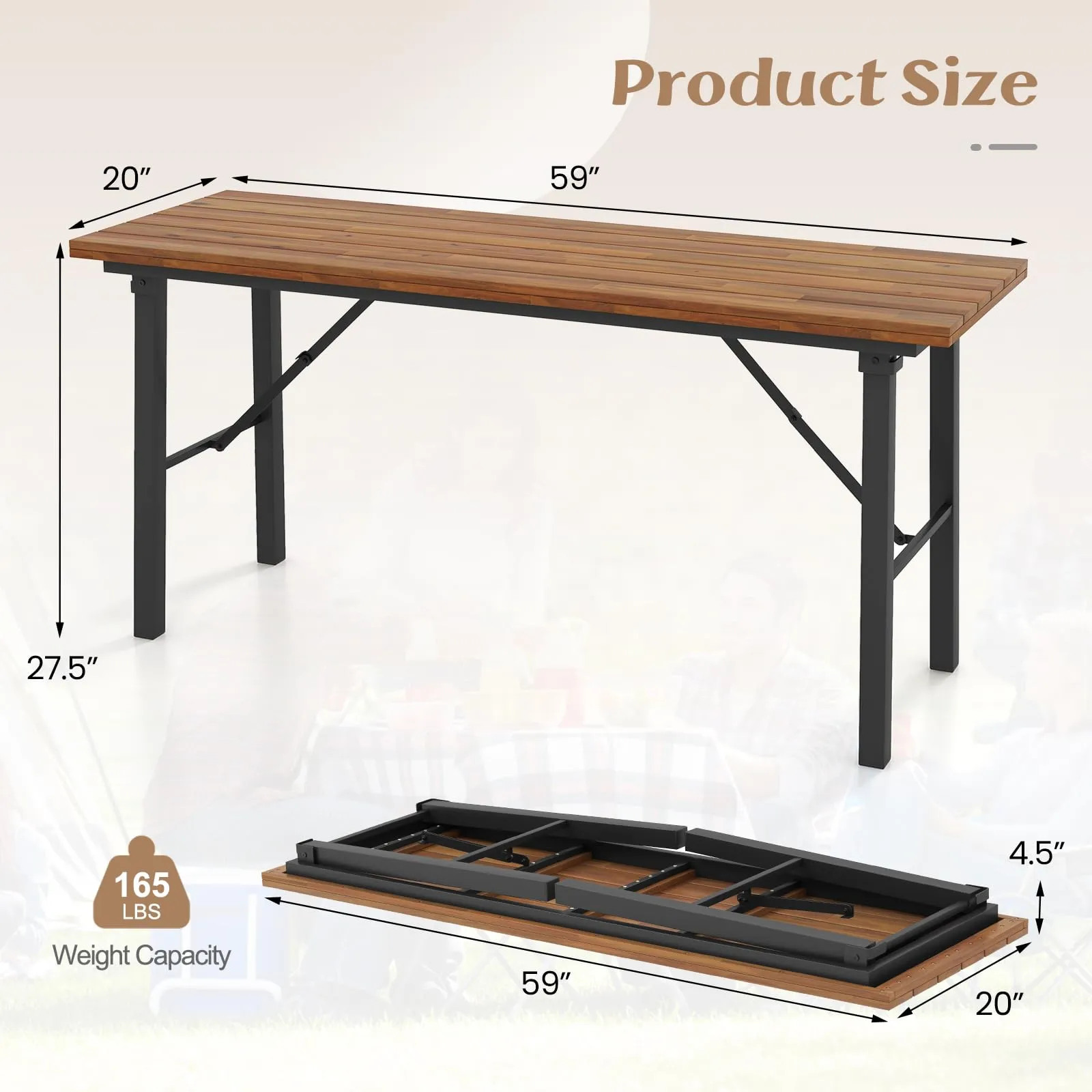 Tangkula Outdoor Dining Table With Benches for 4-6 Persons, No Assembly