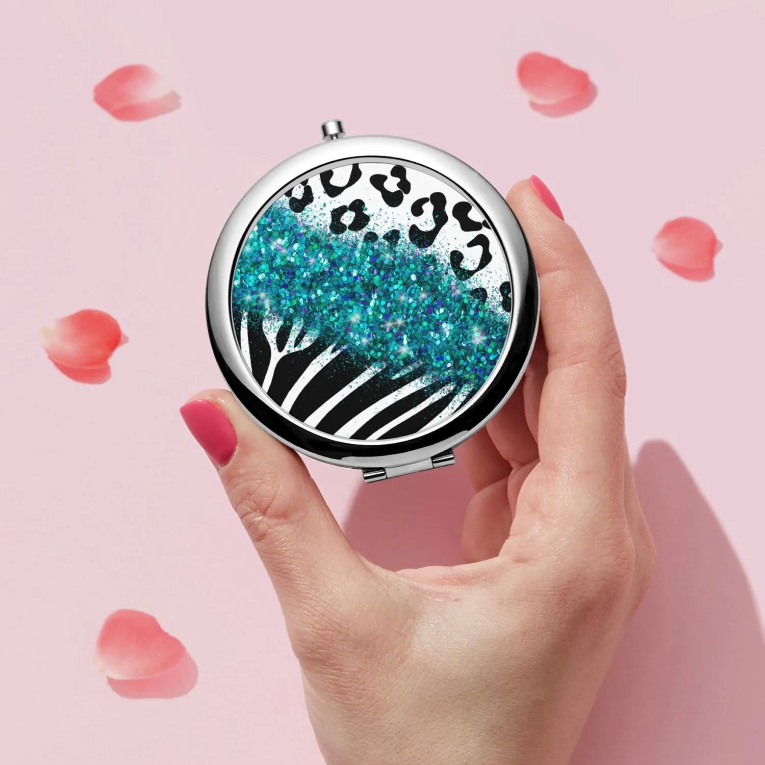 Turquoise Glitter | Compact Mirror