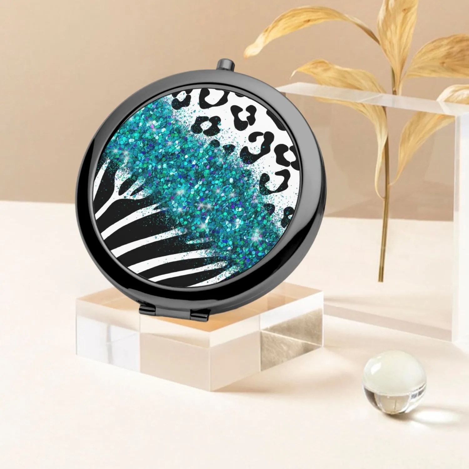 Turquoise Glitter | Compact Mirror