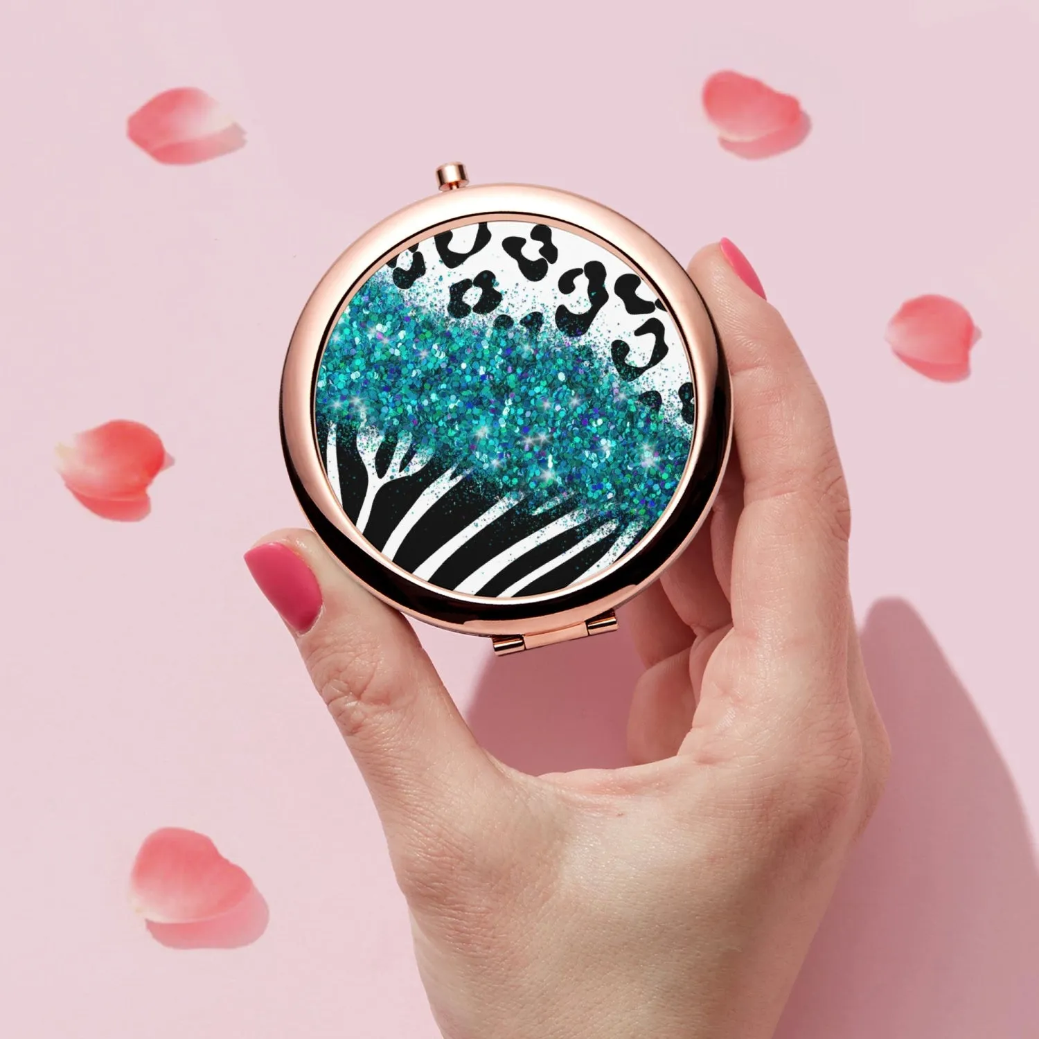 Turquoise Glitter | Compact Mirror