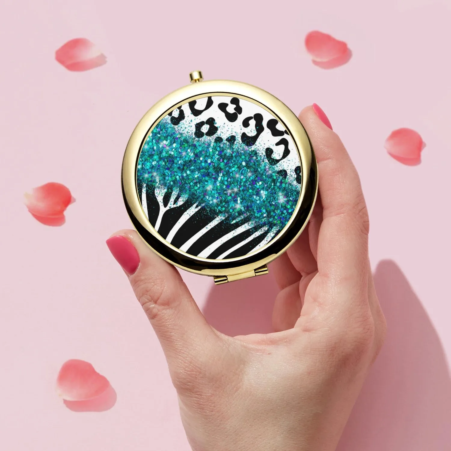 Turquoise Glitter | Compact Mirror
