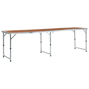 vidaXL Foldable Camping Table Aluminium 240x60 cm - Portable and Sturdy