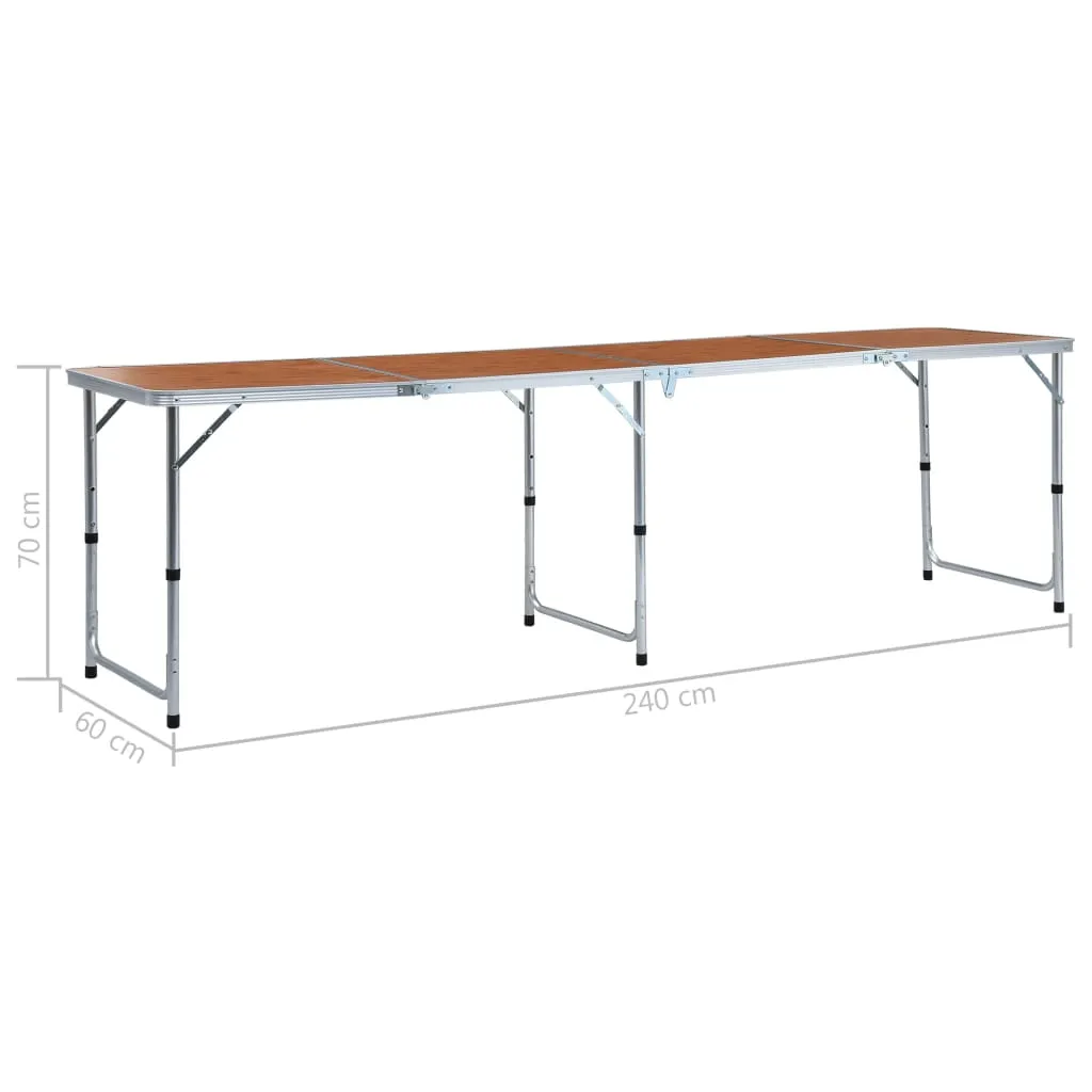 vidaXL Foldable Camping Table Aluminium 240x60 cm - Portable and Sturdy