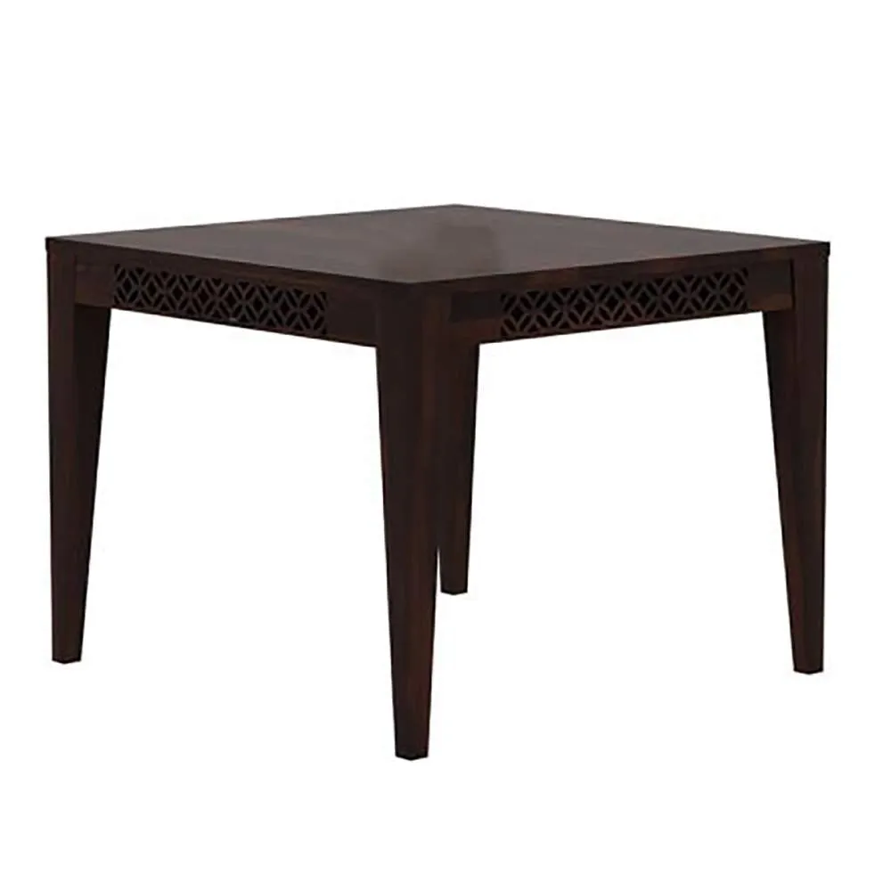 Wood Prints Sheesham Wood Square 4 Seater Dining Table Set with 4 Cushion Chairs (Walnut Finish)