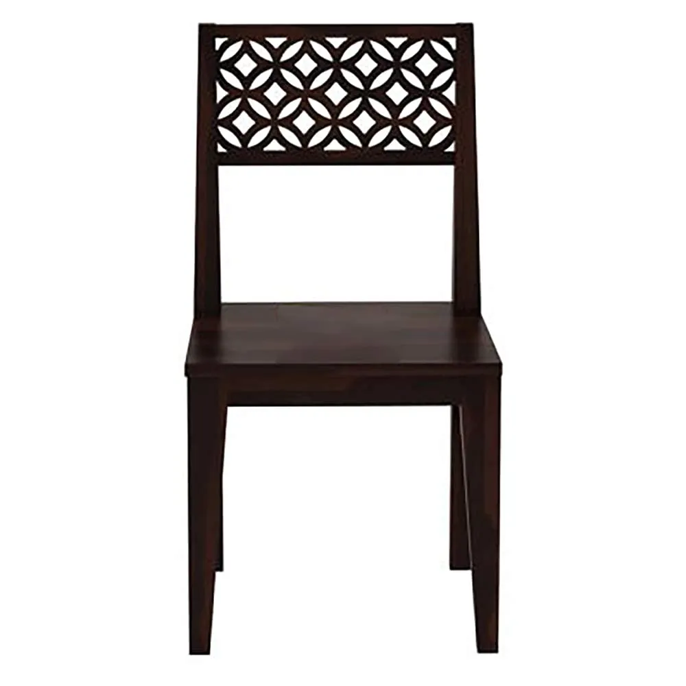 Wood Prints Sheesham Wood Square 4 Seater Dining Table Set with 4 Cushion Chairs (Walnut Finish)
