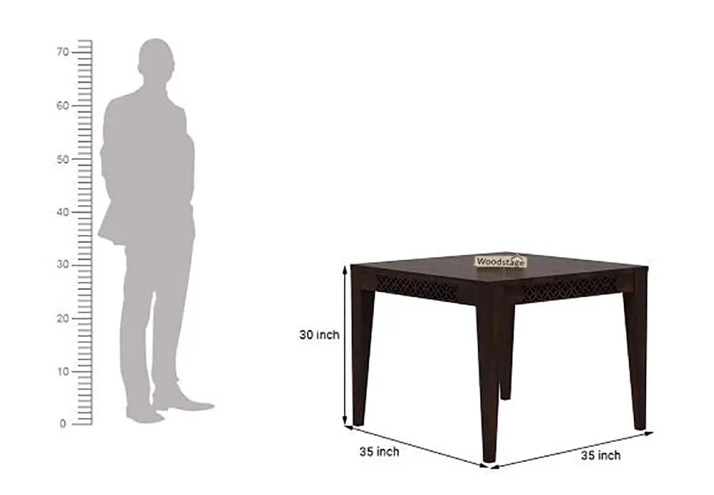 Wood Prints Sheesham Wood Square 4 Seater Dining Table Set with 4 Cushion Chairs (Walnut Finish)