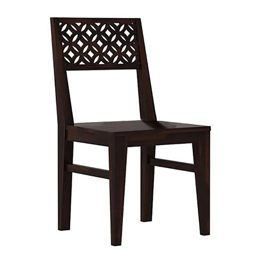 Wood Prints Sheesham Wood Square 4 Seater Dining Table Set with 4 Cushion Chairs (Walnut Finish)