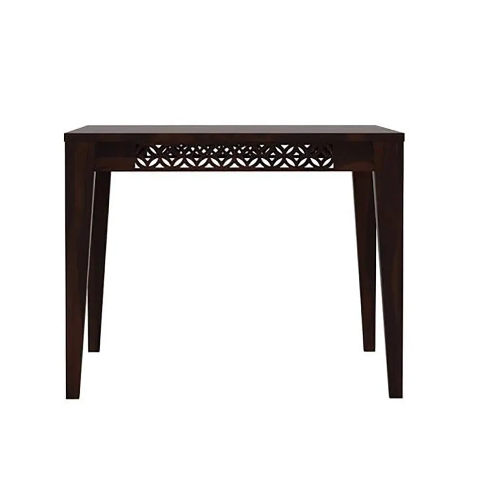 Wood Prints Sheesham Wood Square 4 Seater Dining Table Set with 4 Cushion Chairs (Walnut Finish)