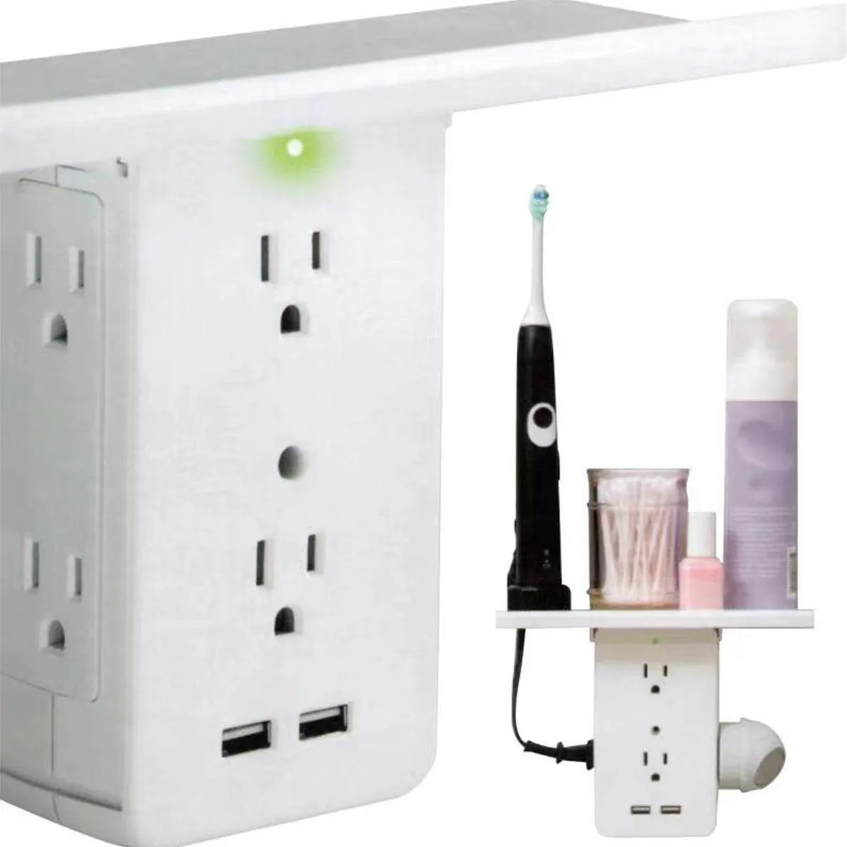 Zunammy Socket Shelf Space Saving Power Strip Multi